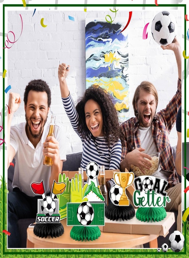 Weekgrat 12 Pcs Soccer Birthday Party Decorations Soccer Honeycomb Centerpieces Sports Themed Table Decorations Football Theme Topper Centerpieces for Birthday Baby Shower Party Supplies - Image 5